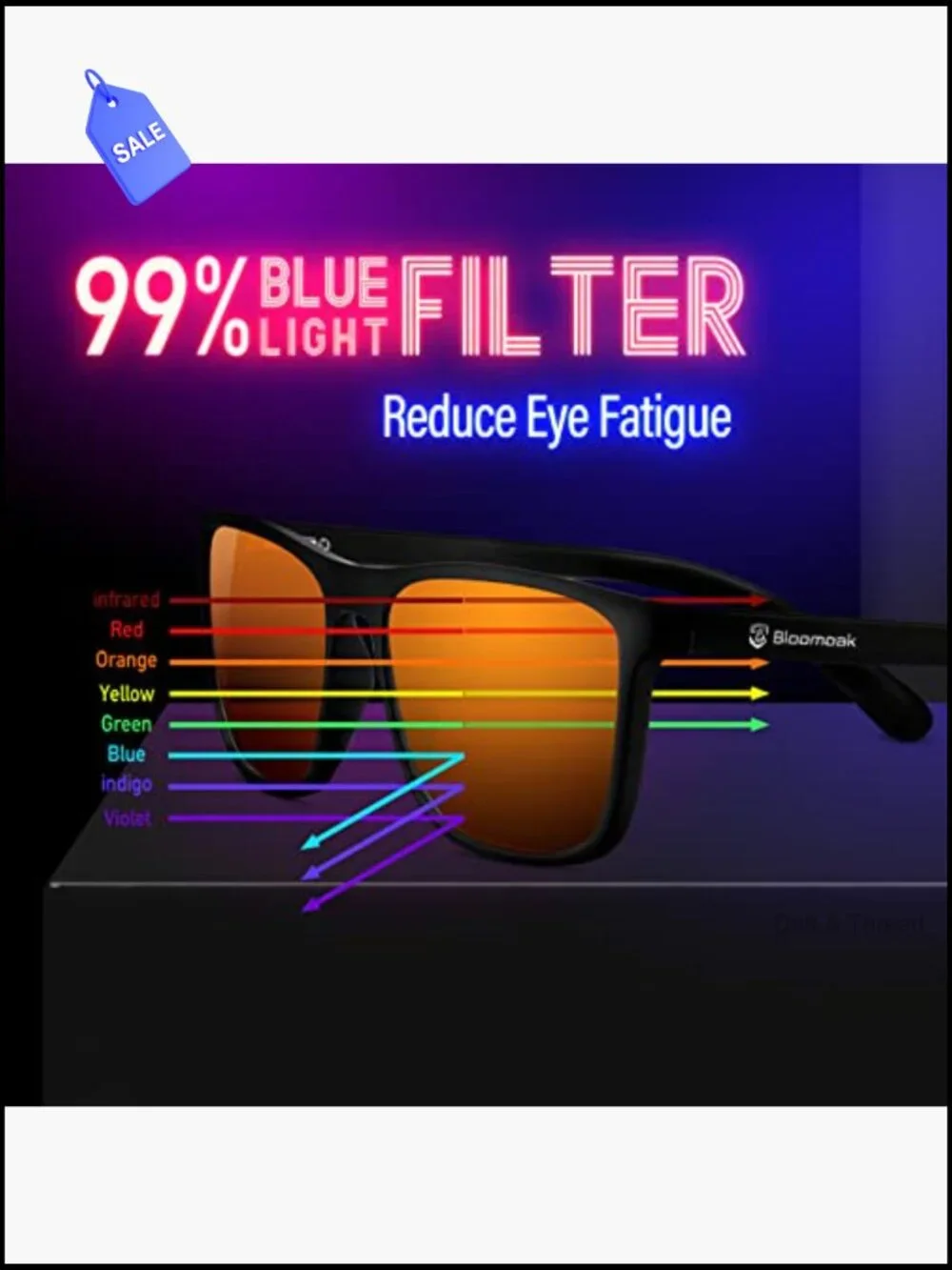 Blue Light Blocking Gaming Glasses Anti Glare Anti Fatigue for Screens TR90